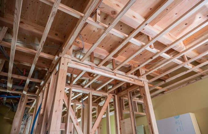 木造（在来）の木工事現場イメージ